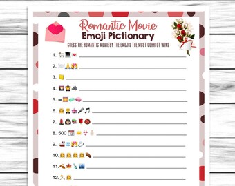 Galentines Day Romantic Movie Emoji Pictionary, Emoji Game, Galentines Day Game, Galentines Game, Galentines Party Game, Adult Party Game