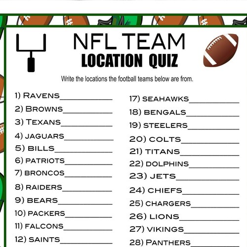 Football Team Trivia Printable or Virtual Football Party Game - Etsy