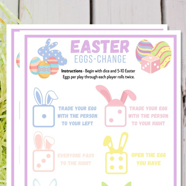 Easter Egg Dice Trading Game For Kids And Adults | Egg Exchange Swap | Easter Party Printable Game | Fun Group Party Spring Activity