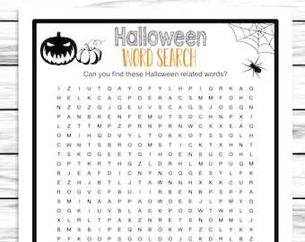 Halloween Word Search Game, Virtual Or Printable Halloween Costume Party Game, Halloween Word Find For Kids Or Adults, Fun Activity