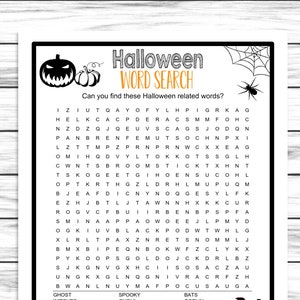 Halloween Word Search Game, Virtual Or Printable Halloween Costume Party Game, Halloween Word Find For Kids Or Adults, Fun Activity