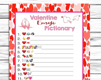 Valentines Day Emoji Pictionary, Emoji Game, Valentines Day Game, Valentine Game, Valentines Party Game, Adult Party Game