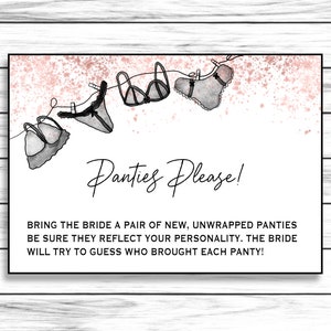 Panty Game Card, Drop Your Panties Sign, Kate Bridal Shower Games, Floral  Bachelorette Party Game, Printable Lingerie Shower Underwear Game 