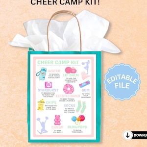 Editable DIY Cheer Camp Survival Kit Printable Gift Bag Flyer | Cheer Team Gift Idea | Personalized Cheer Flyer | Instant Download