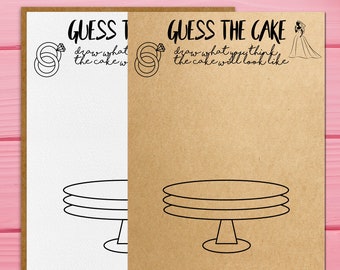 Guess the Cake Printable Bridal Shower Games, Bridal Shower Games, Wedding Shower Game, Unique Bridal Shower Game,Instant Download,Draw Cake