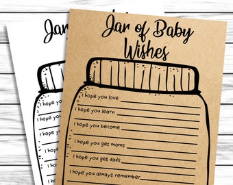 Baby Wunschkarten, Wunsch für Baby Karten, Wünsche für Baby druckbar, Sofort Download, Rustikale Baby Shower Spiel, Gender Neutral PDF