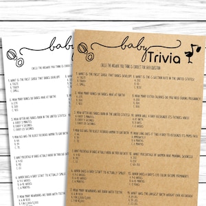 Baby Trivia Game, Baby Shower Trivia Game, Baby Shower Quiz, Baby Shower Printable, Printable Baby Shower Quiz, Rustic Baby Shower Game