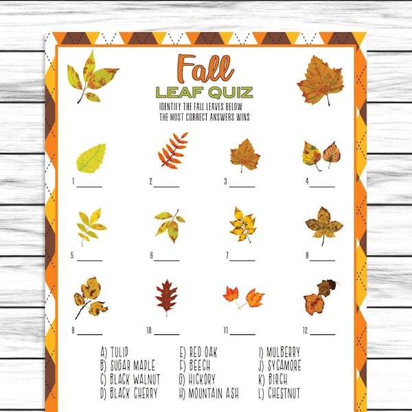 Fall Leaf Game, Fall Trivia Quiz, Party Game, Autumn Game, For Adults Kids, Autumn Party Printable Virtual Game, Family Reunion, Instant