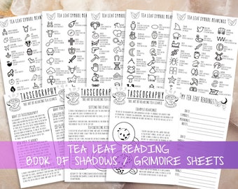 Tea Leaf Reading Book Of Shadows Pages, Tasseography Reference Guide, Basic Witchcraft Grimoire Printable Pages, How To Read Tea Leaves