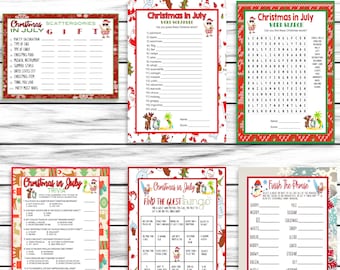 Christmas In July Party Games, Trivia , Scattergories, Word Search, Office Games, Printable Games, Zoom Games, Instant Download