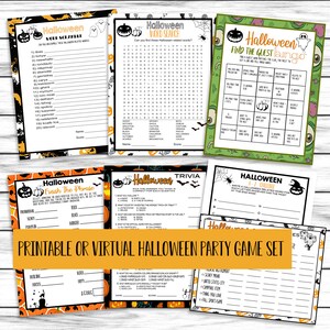 Halloween Party Games, Halloween Game Set, Trivia , Scattergories, Word Search, Family Games, Printable or Virtual Games, Instant Download image 1