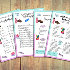 Who Knows the Birthday Girl Best Game, Teen Birthday Games, Slumber Party Games, Girls Birthday Party Games, Printable, VSCO Girl
