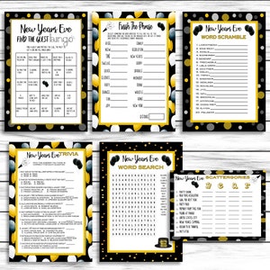 New Years Eve Party Game Bundle, New Years Day Game, New Years Trivia Game, New Years Word Scramble Game, Adult Party Trivia Game, Printable