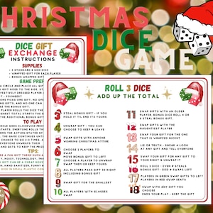 Christmas Dice Roll Gift Swap Game, Printable Present Exchange Holiday ...