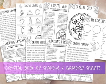Crystals Book Of Shadows Pages, Witch Tools Reference Page, Basic Witchcraft Grimoire Printable Pages, How To Use Crystals