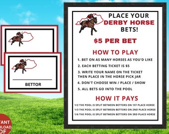 Kentucky Derby Betting Slips & Bet Sign | Triple Crown Party Idea | Horse Race | Printable Fun Kids Adults Activity | Derby Wager Pool