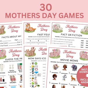 Mothers Day Printable Games Answers Mega Bundle | Moms Brunch Trivia | Adults Kids Party Activities | Church Family Gathering Ideas Mom Gift