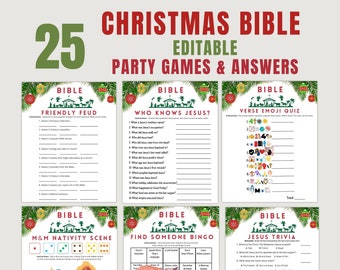 教会パーティー向けクリスマス聖書ゲーム | 編集可能なクリスマスの降誕ゲーム | 子ども・大人向け青少年グループゲーム | 印刷可能なキリスト教アクティビティ