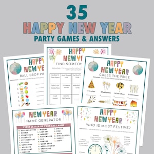 Happy New Year's Game Bundle| Printable Family Games | Virtual Party ...