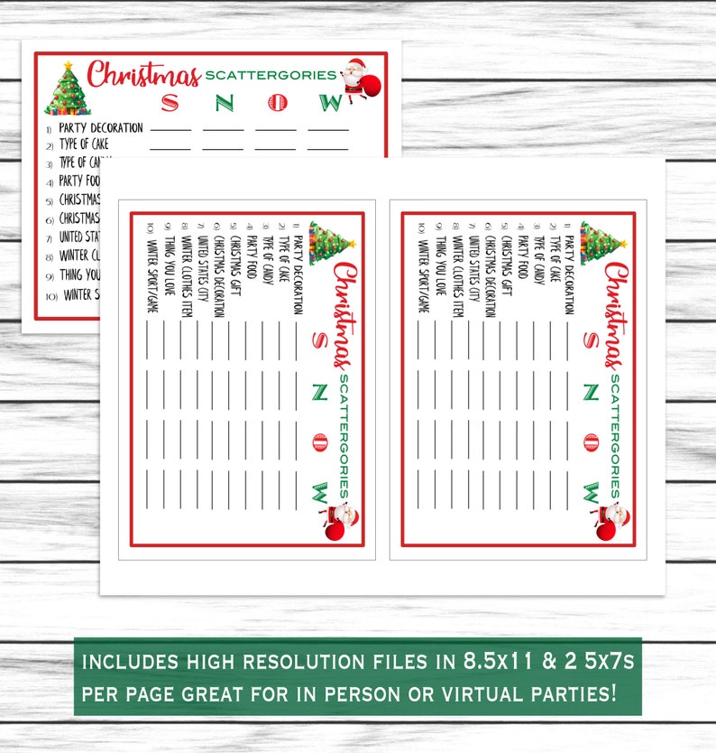 Christmas Scattergories Game Printable or Virtual Holiday - Etsy