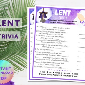 Lenten Trivia Game, Kids Or Adults Lent Party Game, Lent Trivia Quiz Activity For Adults & Children, Easter Christian, Catholic Game