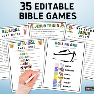 Bible Study Games Bundle | Editable Church Activities For Adults Kids | Printable Youth Group Ideas | Bible Feud Trivia | Christian Quizzes