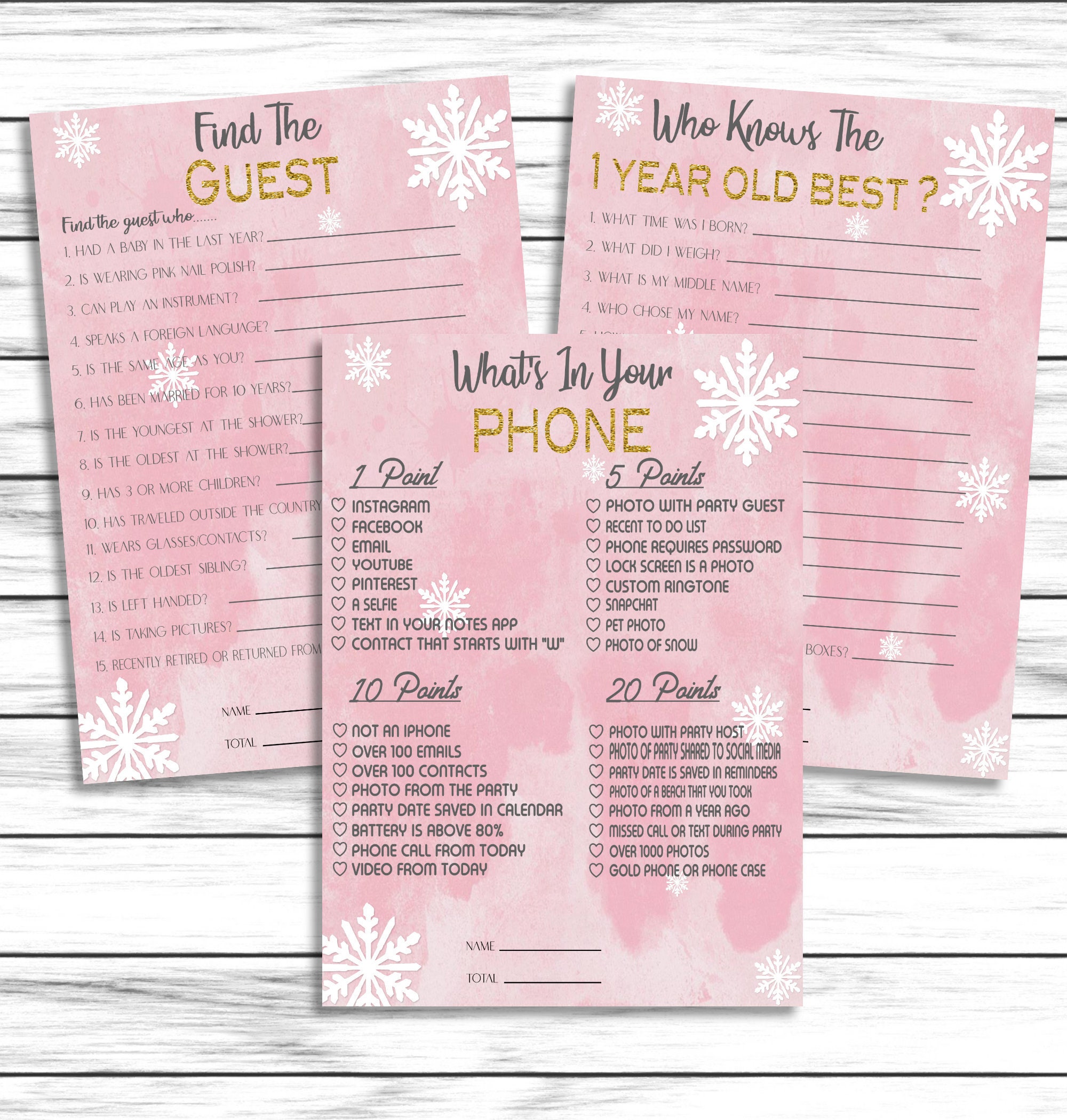 1st Birthday Party Games Winter Onederland Party Games 1st - Etsy