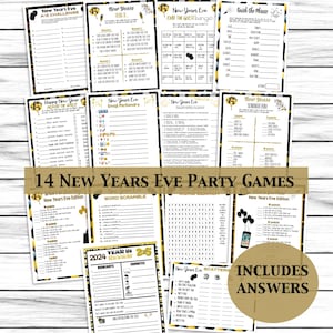 14 New Years Eve Games, NYE Party Games, Trivia, Adults, Kids, Family Games, Activities. Printable or Virtual Party Games, Instant Download