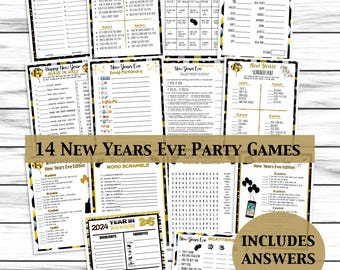 14 New Years Eve Games, NYE Party Games, Trivia, Adults, Kids, Family Games, Activities. Printable or Virtual Party Games, Instant Download