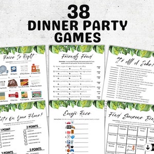 Druckbare Dinner-Party Spiele | Abendessen Spiele Bundle | Esstischgruppe Eisbrecher Aktivitäten | Happy Hour Work Party Spiele Ideen