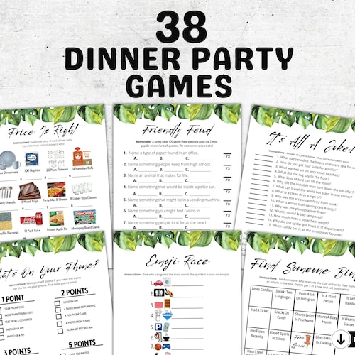 Printable Dinner Party Games | Dinner Games Bundle | Dinner Table Group Icebreaker Activities | Happy Hour Work Party Games Ideas