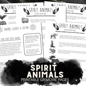 Animal Spirit Guides Totems Book Of Shadows Pages, Witchcraft Supplies, Reference Pages, Basic Witchcraft Grimoire Printable Pages
