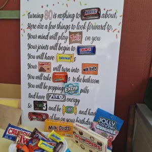 60th Birthday Poster, Sign, Ideas, Decorations, Funny, 60th Birthday Gift For Him Or Her, 60th Birthday Party, Unique, Candy Bar Sign image 3