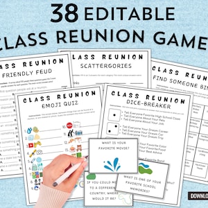Druckbare Klassentreffen Spiele | Bearbeitbares Reunion Template Aktivitäten Paket | High School Reunion Party Ideen Spiele Set