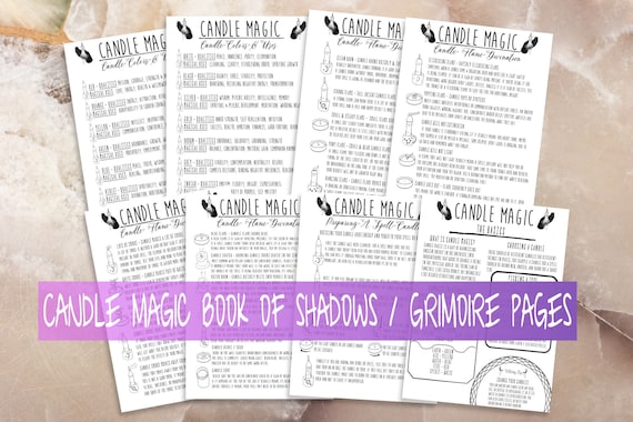 Candle Magic Book Of Shadows Pages, Witch Supplies Tools Reference Page, Basic Witchcraft Grimoire Printable Pages, How To Use Candles