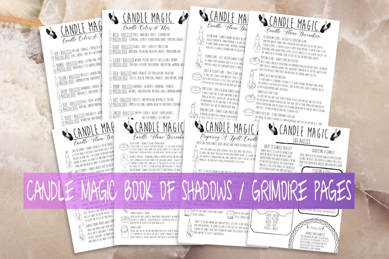 Candle Magic Book Of Shadows Pages, Witch Supplies Tools Reference Page, Basic Witchcraft Grimoire Printable Pages, How To Use Candles image 1