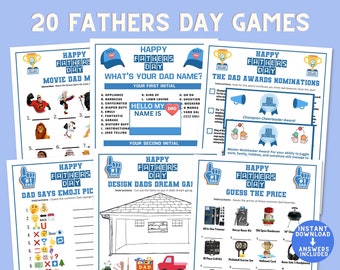Printable Father's Day Game Bundle | DIY Dads Day Games | Father's Day Activities for Kids | Adults Father's Day Family Trivia Ideas