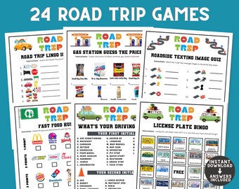 Road Trip Games For Kids Car Rides | Adults Travel Vacation Activities Bundle | Printable Driving Backseat Games Summer Trips