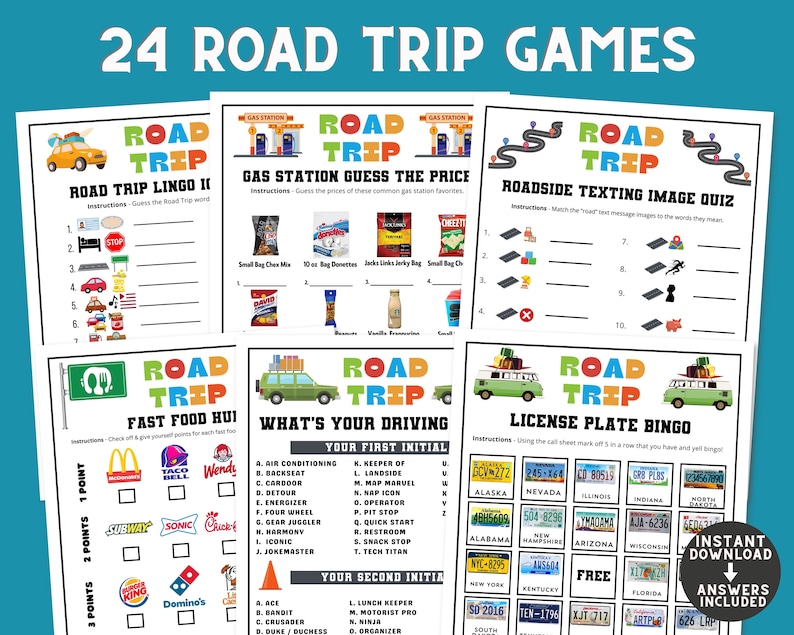 Road Trip Games for Kids Car Rides | Adults Travel Vacation Activities ...