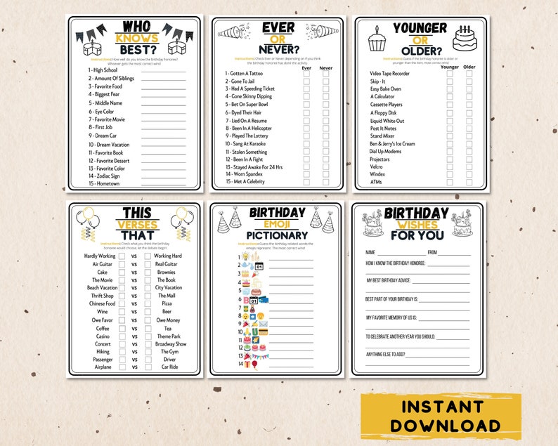 Printable 60th Birthday Party Games Born in 196360s Bday - Etsy Canada