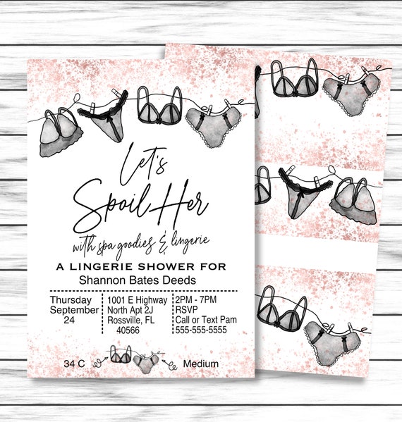 Lingerie Shower Invitation Printable Bachelorette Party | Etsy