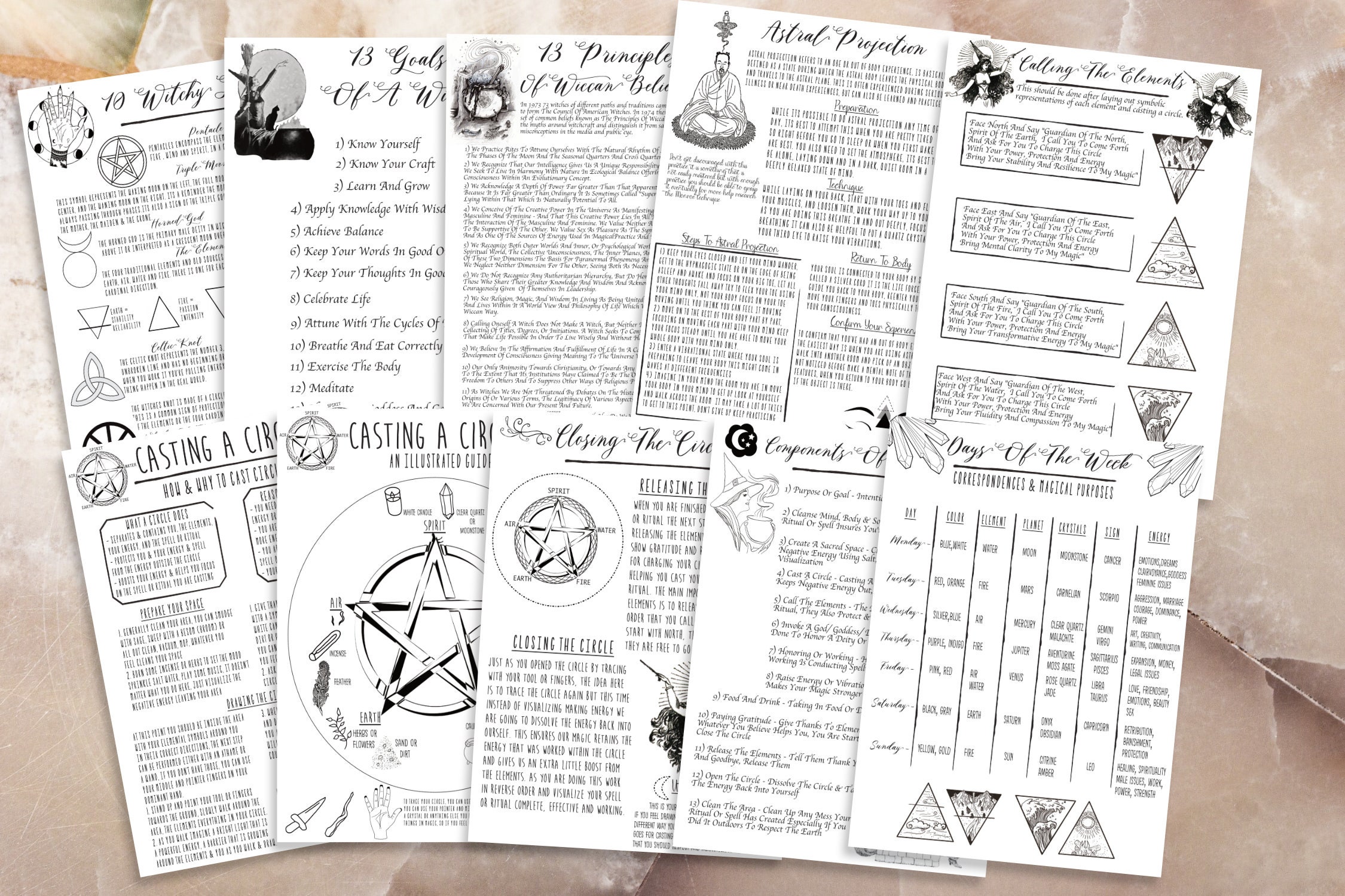 Witchcraft Basic Printable Grimoire Pages, Book of Shadows Pages ...