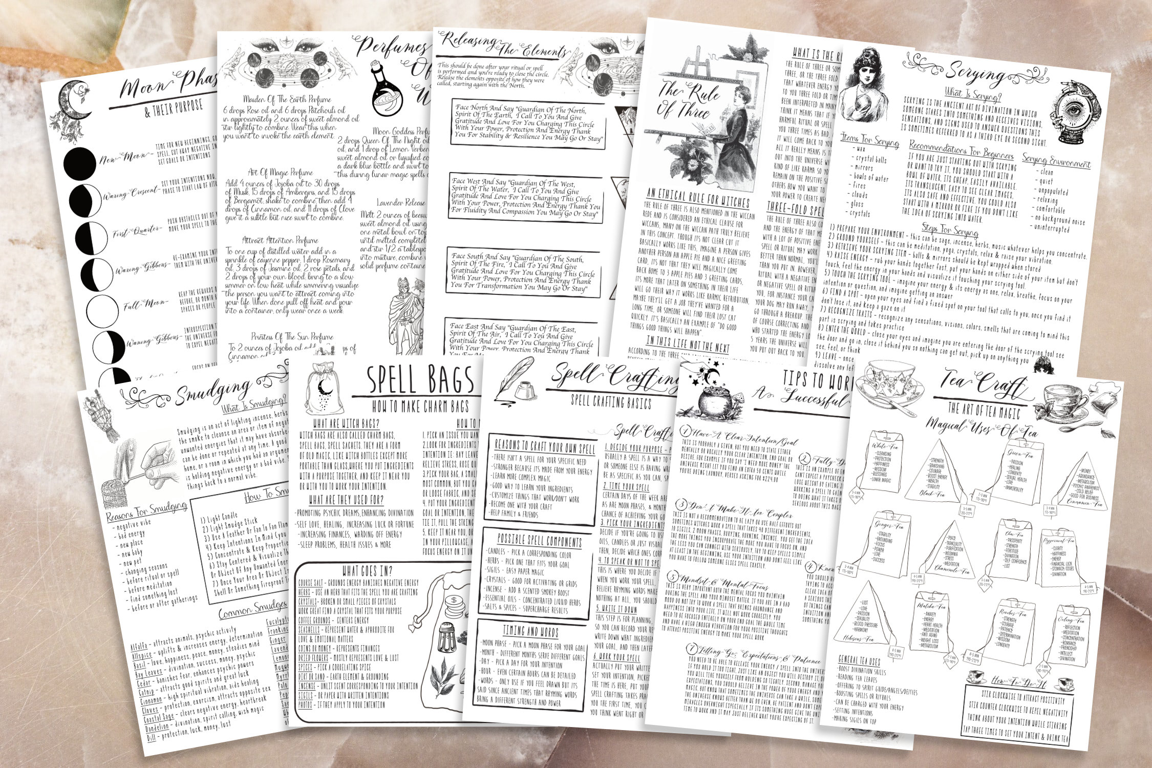 Witchcraft Printable Basic Book of Shadows Pages, Grimoire Pages, Moon ...