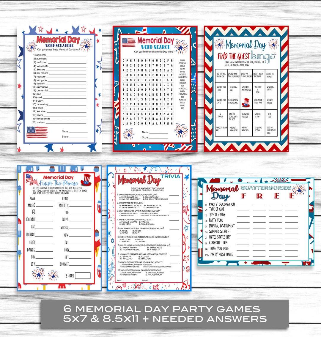 Memorial Day Games Memorial Day Party Games Trivia