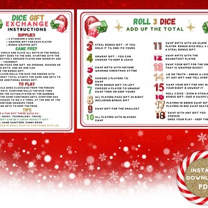 Christmas Dice Roll Gift Swap Game, Printable Present Exchange Holiday ...