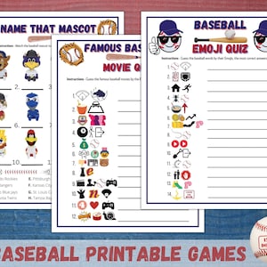 Printable Baseball Team Party Games Bundle | World Series MLB Quizzes Kids Adults | Boys Summer Sports Birthday Activities