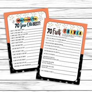 70th Birthday Party Games, How Well Do You Know The 70 Year Old, Birthday Facts, 70th Birthday Party, 70th Birthday Decor, Printable