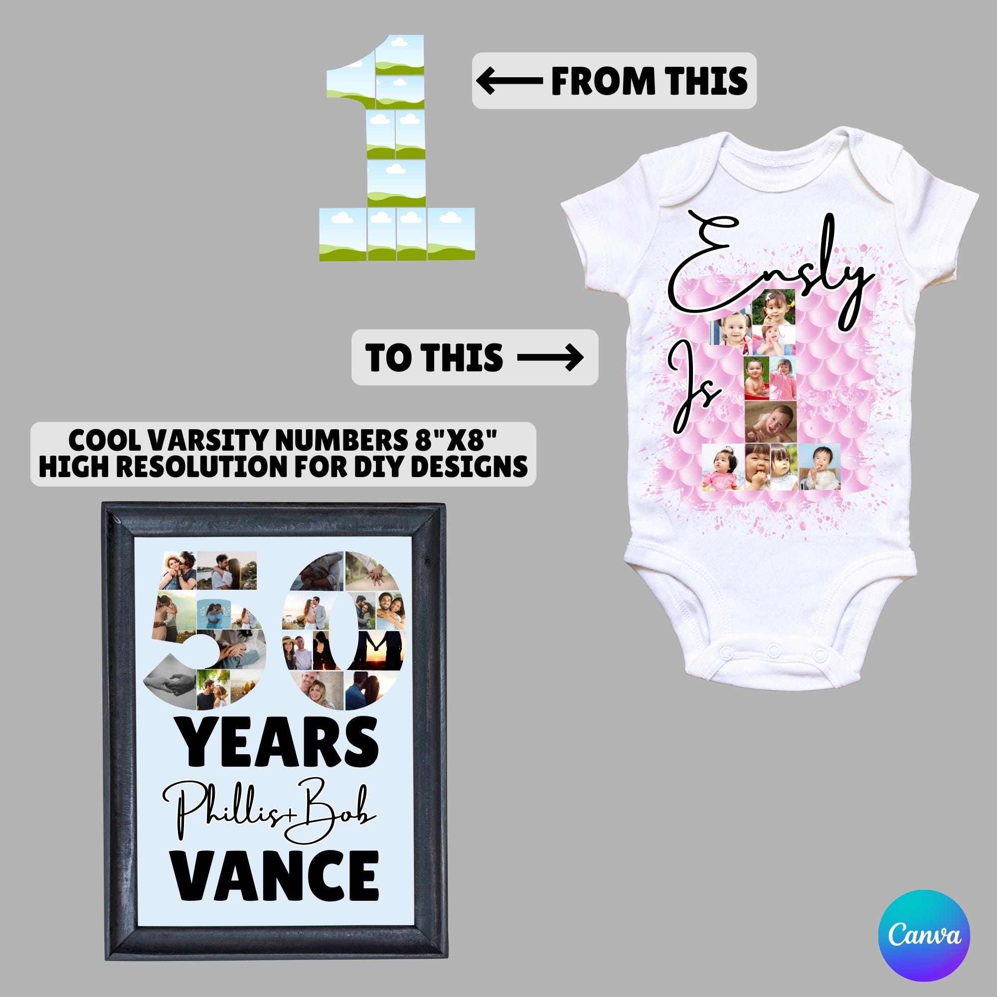 Editable Number Photo Collage Template for Canva | Drag and Drop ...
