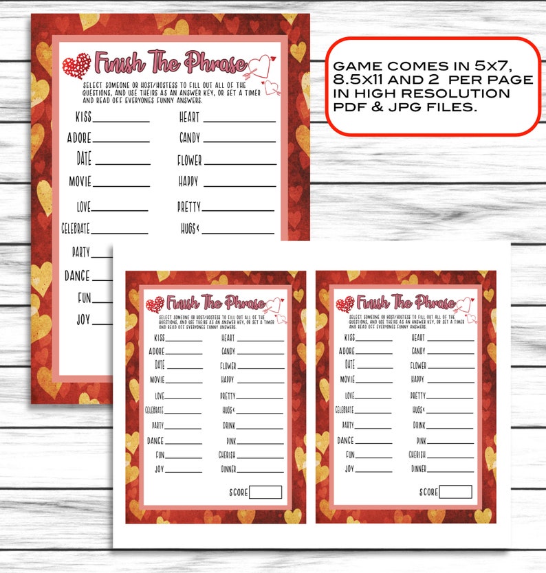 Valentines Party Game Bundle, Valentines Day Game, Valentines Trivia ...