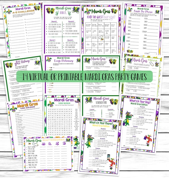 14 Virtual or Printable Mardi Gras Games Mardi Gras Party